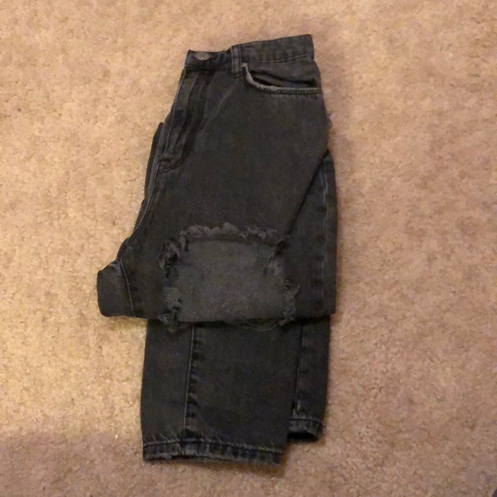 High rise destroyed mom jeans